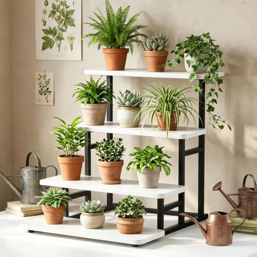 Cupcake Stand for 50 Cupcakes 4 Tiered Tray Stand for Food Cookie Wooden Dessert Display Risers for Party Wedding Buffet Stepped Risers Display Stands for Vendor Farmers Market Display, White - Image 7