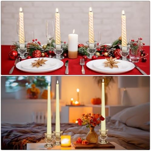 Clear Glass Candlestick Holders Taper Candle Holder Bulk 2.5 Inch Candle Stick Holder for Table Centerpiece Mantel Wedding Housewarming Gift Rustic Vintage Valentines Dinning Decoration - Image 4