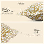 CPC Block Print Ruffle Throw Pillow Cover Mustard Regal 18"x18", Pack of 2 - Image 2