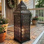 Vela Lanterns Decorative Indoor Moroccan Floor Candle Holder, Black, XL by VelaCandleLanterns