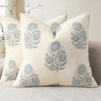 YCOLL Vintage Floral Print Pillow Covers 22x22 Set of 2 Patterned Accent Decorative Cushion Covers Modern Farmhouse Throw Pillow Covers for Sofa Couch Chair Bed Living Room Home Decor, Light Blue by PillowCoversExpert