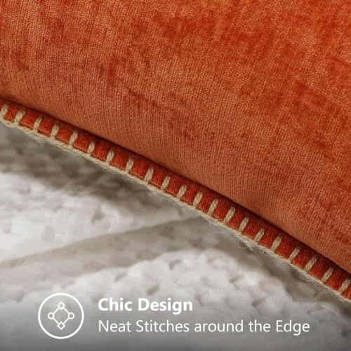 decorUhome Soft Chenille Throw Pillow Covers 24x24 Set of 2 Rust - Image 5
