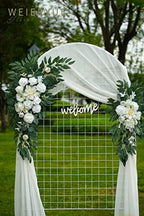 Artificial Wedding Arch Flowers Kit(Pack of 3),2Pcs Artificial Flower Arch Decor,1Pcs Sheer Drape for Wedding Ceremony Arbor for WeddingCeremony (White Rose Wedding) - Image 4