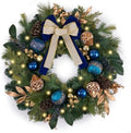 DecorbyHannah 24" Prelit Christmas Wreath for Front Door with Light (Blue) by DecorbyHannah