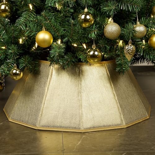 Blissun Fabric Christmas Tree Collar, Shiny Christmas Tree Ring, Willow Christmas Tree Skirt for Christmas Decorations (Shiny Gold) by Blissun
