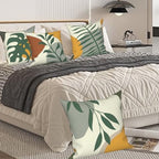 4 Pcs/Set Tropical Leaves Throw Pillow Covers Boho Summer Green Leaf Botanical Monstera Farmhouse Minimalist Linen Pillow Cases for Home Outdoor Sofa Couch Decorative, 22"x22" - Image 6