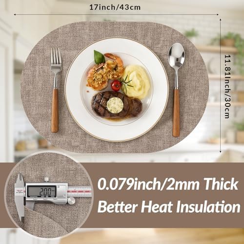 homing Heat Resistant Oval Placemats Set of 6, Light Brown - Image 3