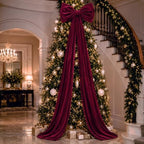 Canlierr Large Christmas Tree Topper Bow Decorations 27 x 78 in Velvet Red - Image 5