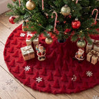 Civaner 48in Burgundy Tree Christmas Tree Skirt Faux Fur - Image 5