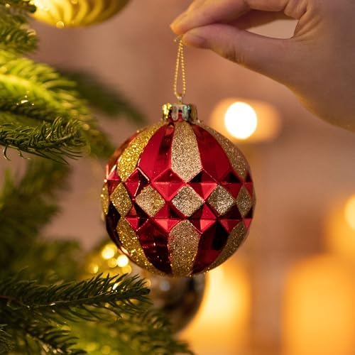 Valery Madelyn Christmas Tree Decorations Set, 16ct Red and Gold Shatterproof Christmas Ball Ornaments Bulk, 3.15 Inches Luxury Hanging Ornaments for Christmas Trees Xmas Holiday Decor - Image 5