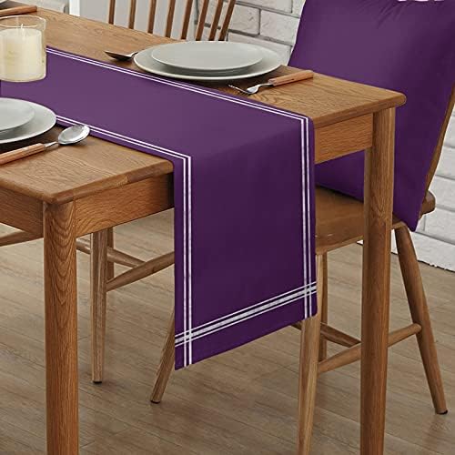 Smile Sunflower Deep Purple Table Runner, Burlap Table Runners 120 inches Long,Farmhouse Style Solid Color Table Runner for Wedding Holiday Party Dinner,Dresser Scarf Decor - Image 2