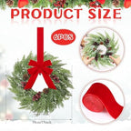 6 Pcs 15inchs Small Christmas Wreath for Kitchen Cabinets Mini Xmas Wreaths with Ribbon Christmas Decorations Candle Rings Red Berry Pine Cone Wreaths for Windows Farmhouse Xmas Decor - Image 5