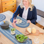 Homespice Denim Braided Table Runner for Coastal Decor, Oval 8x28 Set of 2 by Homespice