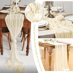 10 Pack Ivory Cheesecloth Table Runner 17"x108" Boho Gauze Fabric Table Runner Vintage Rustic Sheer Runners for Wedding Party Bridal Baby Shower Table Decorations - Image 7
