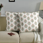 Ridhi Block Print Mughal Buta Peach Pillow Cover 18" x 18" (Pack of 2) Decorative Couch Pillows for Living Room, Farmhouse Chic Boho Cute Outdoor Pillows Covers Gifts for Spring, Mother's Day - Image 2