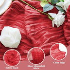 Cheesecloth Table Runner 10FT 12Pcs Red Boho Gauze Sheer Runners - Image 3