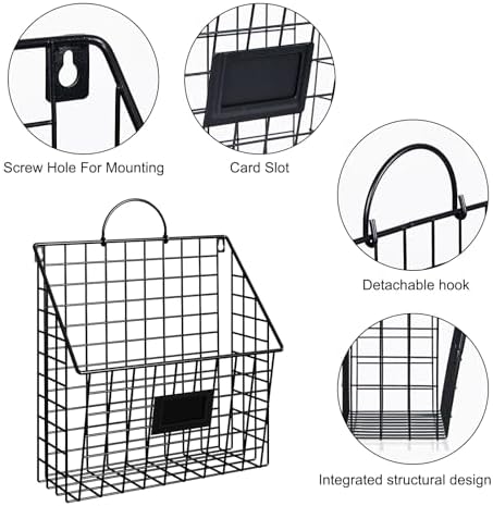 3 Packs Hanging Wall File Organizer with Hooks, Magazine Rack ,Mail Basket - Image 6