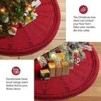 Christmas Tree Skirt 48 Inch Large - Knit Knitted Thick Rustic Tree Skirt Decor for Fall Thanksgiving Day Xmas Holiday Party Winter Farmhouse New Year Decoration Indoor Outdoor(Red) - Image 4