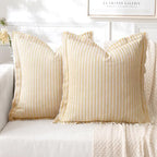 MIULEE Yellow Striped Euro Decorative Throw Pillow Covers, 24x24 by MIULEE