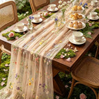 3 Pcs Floral Table Runner 10ft Embroidery Soft Flower Tulle by dgdgcool