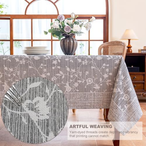 Midsummer Breeze French Country Gray Floral Tablecloth Rectangle 60”x90” - Image 2