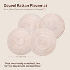 4-Pack Rattan Placemats - 13-inch Round Placemats (Whitewash) - Woven Place Mats, Round Table Mats - Wicker Chargers for Dinner Plates, Plate Chargers Boho - Image 2