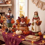 Simgoing 3 Pcs Fall Thanksgiving Figurine Resin Turkey Pilgrims Table Decor - Image 6