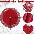 Christmas Tree Skirt, Christmas Decorations,Knitting Wool Retro Small Snowflake Xmas Tree Skirt Decorations,Can be Used as a Shawl.(48 Inch,Red)… - Image 4