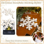 MorningRo 4 Pcs Stocking Holders for Mantel Iron Weighted,Snowflakes - Image 2