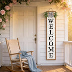 Welcome Sign for Front porch Standing 45"X9" Double-Sided Wood Frame Outdoor Tall Welcome Signs Vertical Decor for Farmhouse Rustic Home Modern Outside Front Door Wall Decorations - Image 5