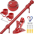 ZMTECH Flag Pole - Upgraded Bracket, 6 FT Stainless Steel Flag Poles for Outside House, Residential or Commerical, Tangle Free Flag Pole Kit for American Flag (Without Flag, Red) by HighQualityGardeningTools