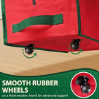 BlessedSeason Christmas Tree Storage Bag, Rolling Storage Bag with 1.6-Inch Wheels for Easy Transport, Up to 9 ft For Disassembled Holiday Tree, Zippered Bag, Length-Adjustable Handles, Red - Image 4