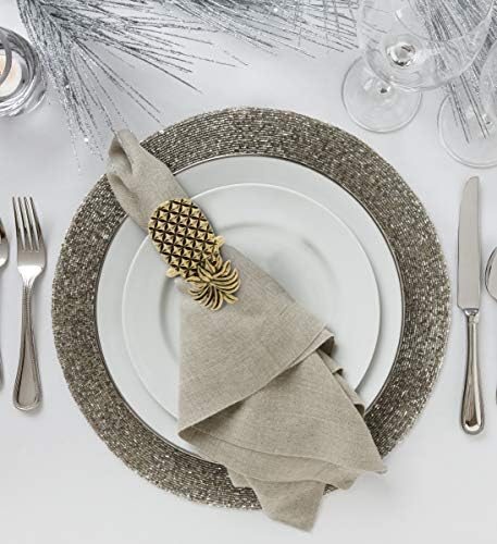 Gold Napkin Rings Set of 6, Cute Napkin Holder - Pineapple - Image 6