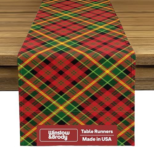 Christmas Table Runners | Red Plaid Table Runner | Winter Decorations for Home | Festive Holiday Table Decor | Kitchen Dining Table Runner | Made in The USA | 14" x 72" Long by FabricTextileProductsInc