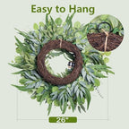 WREATHOME 26'' Large Eucalyptus Wreath for Front Door All Season - Image 3