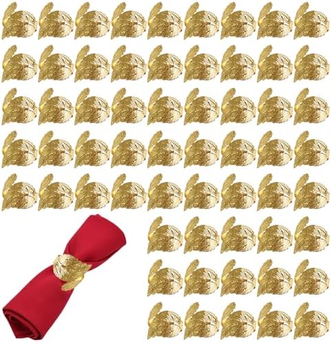 110 Pcs Gold Napkin Rings Bulk Delicate Rings Metal Leaf Napkin Holders for Birthday Party Wedding Receptions Celebrations Christmas Easter Thanksgiving by LECEHIVO