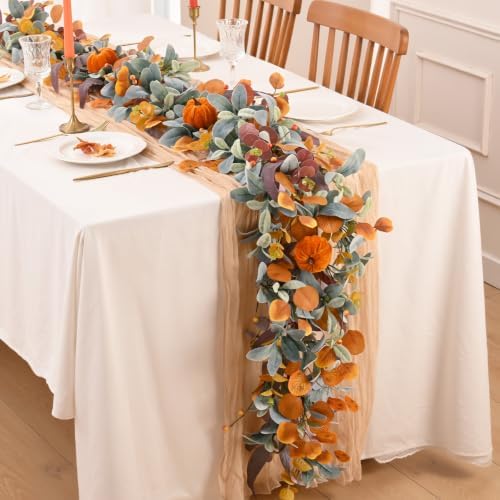 Waipfaru 6FT Fall Eucalyptus Garland for Mantle Fall Decor - Image 5