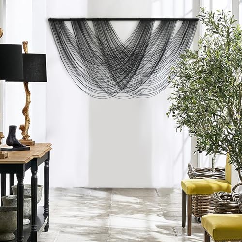 Flber Macrame Wall Hanging Black 59.00" W x 31.00" L Boho Wall Decor Large Boho Yarn Tapestry Living Room Bedroom Home Wall Décor - Image 4