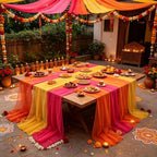 12 Pcs Diwali Table Runner Diwali Table Decor Orange Yellow Pink - Image 4