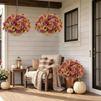 GTIDEA Fall Hanging Baskets 16 Pcs Artficial Fall Flowers for Outdoors - Image 7