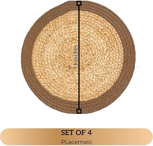 Chardin Home Verona Round Woven Jute Cotton Placemat, Set of 4, 14 Inch - Image 4