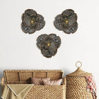 DILATATA 3 Pcs Metal Flower Wall Art Set 10 Inch Rustic Modern Floral Sculpture 3D Metal Flower Wall Hanging Accent for Indoor Living Room Bedroom Kitchen Bathroom Garden Patio Decor - Black - Image 5
