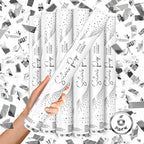 JAPJA Streamer Confetti Cannons (Silver Paper Confetti) 16in, 6-Pack by JAPJA