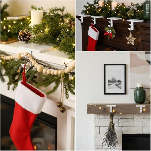 MorningRo 6 Pack 2 in 1 Stocking Holders for Mantle, White - Image 6