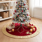 Valery Madelyn 72 Inch Red Gold Christmas Tree Skirt for Tree Decorations - Image 3