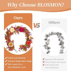 BLOSMON Fall Garland for Mantle with Flower, 6ft, Fall Decorations for Home - Image 4