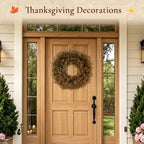 26 Inch Fall Wreath for Front Door, Artificial Boxwood Thanksgiving Decor - Image 5