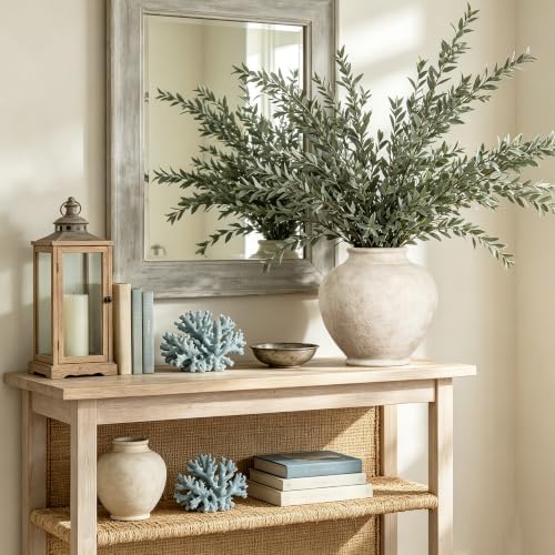 Ceramic Large Vase, Flower Rustic Vase Farmhouse Decorative Big Vases Floral Pottery Vases for Home Decor Table Living Room Entryway Mantel Bedroom Bathroom Kitchen - 9.6" D - Image 5