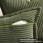 decorUhome Fall Corduroy Olive Green Throw Pillow Covers 24x24 Set of 2 - Image 3