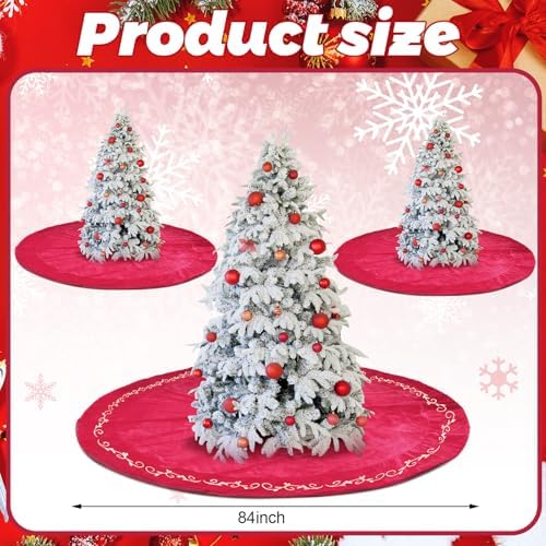 HyDren 84 inch Velvet Christmas Red Tree Skirt (Classical Style) - Image 2